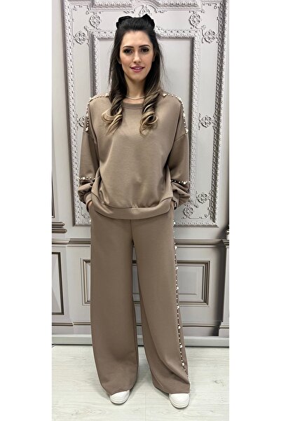 styleFlex Women's elastic viscose tracksuit with applied pearls