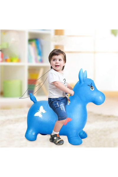 Royal Inflatable jumper horse toy for children, 58x20x50cm, blue