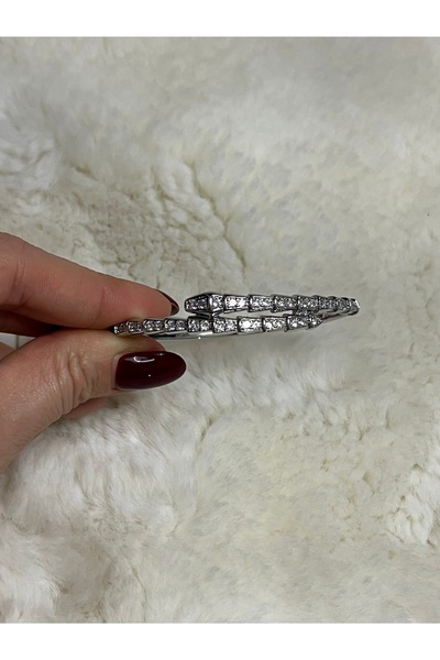 Milacojewelry Yılan desenli taşlı kelepçe bileklik