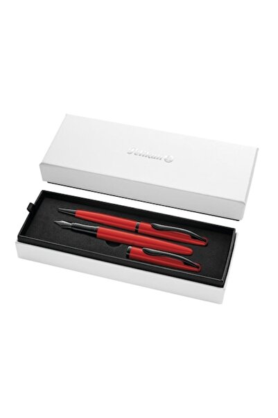 Pelikan Set 2, Jazz Noble Elegance Red, Ballpoint Pen + Fountain Pen, 1 Ink Cartridge Included, In Gift Box