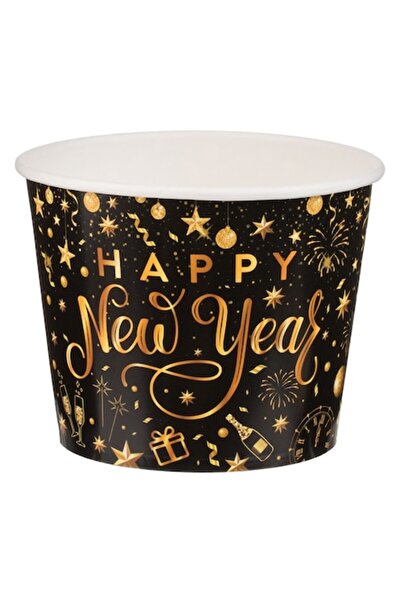 OEM Black cardboard snack box with gold foil message "Happy New Year" 1.8L