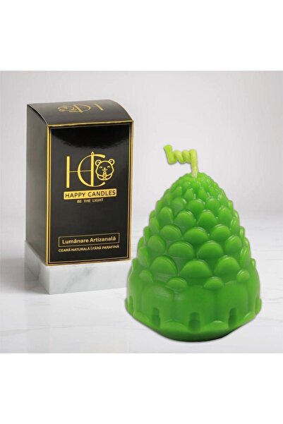 Happy Candles Beeswax Candle, Fir Cone, Christmas
