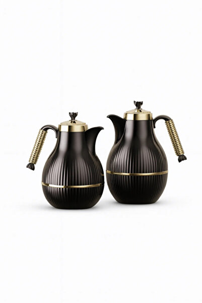 Urbanza 2-Piece Vacuum Insulated Arabic Coffee and Tea Thermos Set with Black...