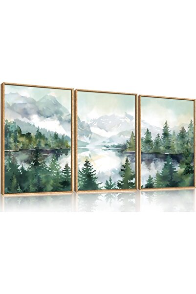 ALAYRA International مجموعة من 3 لوحات فنية تجريدية بسيطة على قماش، مقاس 40 ×...