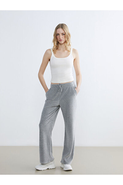 LC Waikiki Gray Elastic Waist Velvet Women's Sweatpants