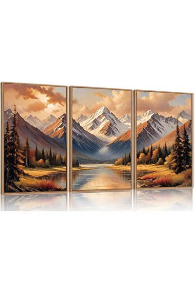 ALAYRA International مجموعة من 3 لوحات فنية تجريدية بسيطة على قماش، مقاس 30×4...