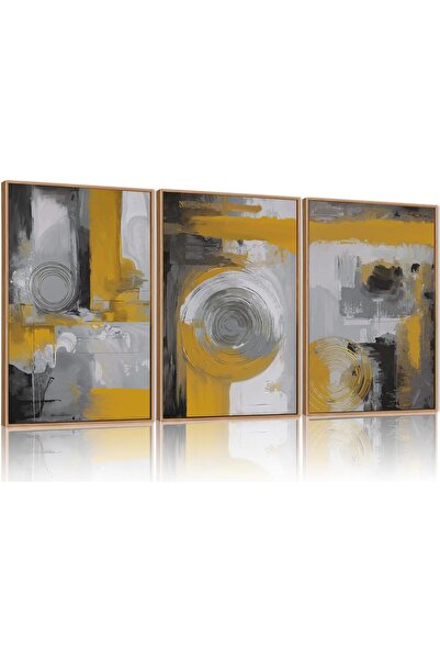 ALAYRA International مجموعة من 3 لوحات فنية تجريدية بسيطة على قماش، مقاس 30×4...