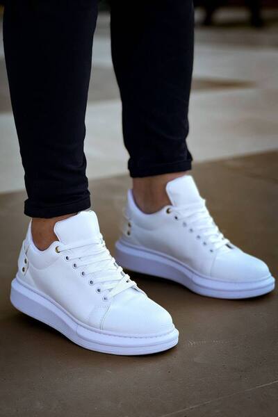 Mhoda Shoes حذاء رياضي رجالي كاجوال برباط من الجلد طراز RLX-047 CBT - أبيض