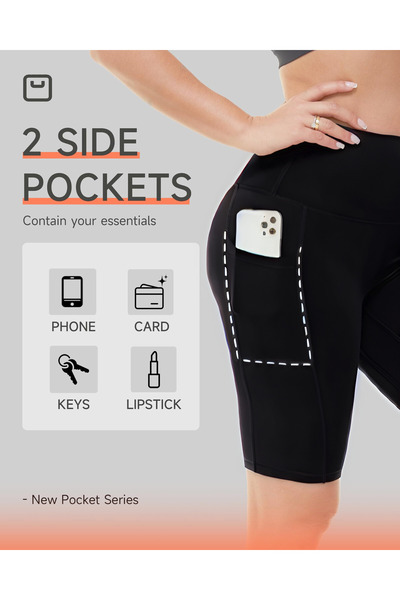 Vitra World Biker Shorts Women With Pockets 8" High Waisted Workout Spandex Tummy Control Gym Running Yoga