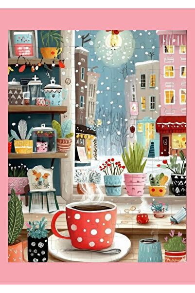 PRİNTOPİA DESİGN Vintage Kış Manzarası Premium Puzzle - 99 Parça & Çerçevesiz Sergileme Yap-Boz - Hediyelik Eşya