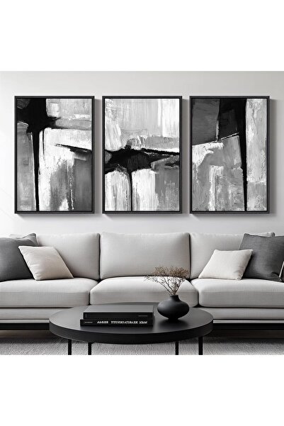 ALAYRA International مجموعة من 3 لوحات فنية تجريدية بسيطة على قماش، مقاس 40 ×...