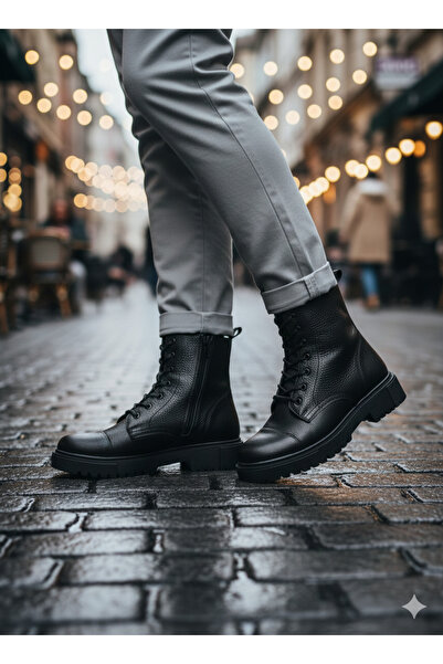 Famele's Women's Makras 100% Genuine Leather Fur Lining Daily Boots