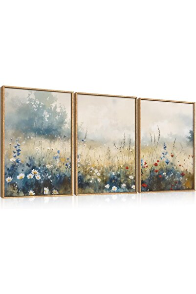 ALAYRA International مجموعة من 3 لوحات فنية تجريدية بسيطة على قماش، مقاس 30×4...