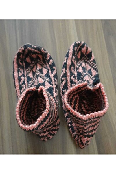 İyisini İstersen Women's Orlon Wool Yarn Handmade Knitted Patterned House Slippers Booties