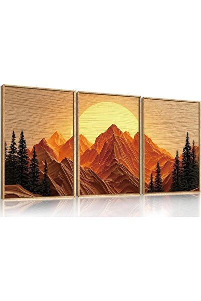 ALAYRA International مجموعة من 3 لوحات فنية تجريدية بسيطة على قماش، مقاس 40 ×...