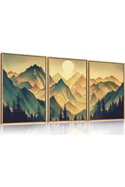 ALAYRA International مجموعة من 3 لوحات فنية تجريدية بسيطة على قماش، مقاس 40 ×...