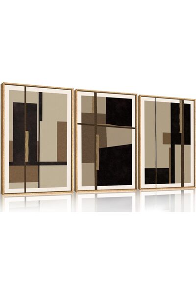 ALAYRA International مجموعة من 3 لوحات فنية تجريدية بسيطة على قماش، مقاس 40 ×...