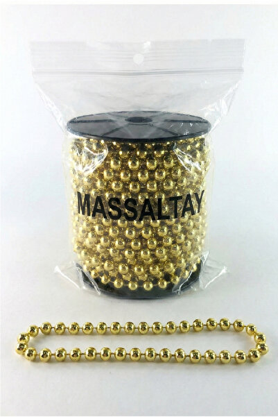 Massaltay Ornament pentru brad de Crăciun cu perle aurii, 2 metri – Bandă dec...