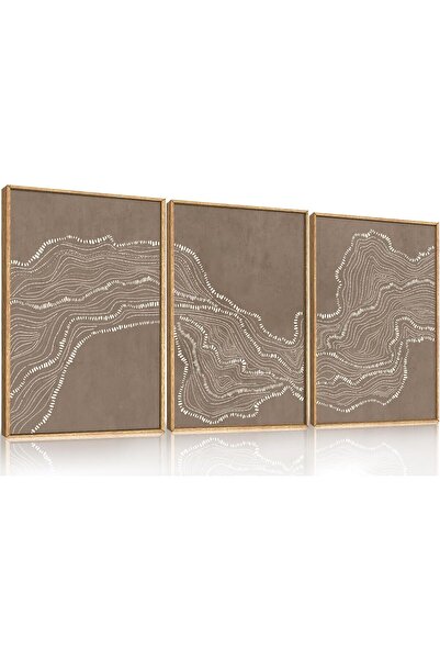 ALAYRA International مجموعة من 3 لوحات فنية تجريدية بسيطة على قماش، مقاس 40 ×...