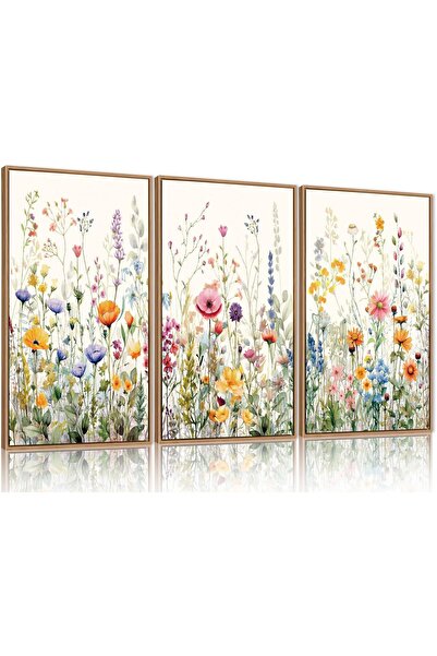 ALAYRA International مجموعة من 3 لوحات فنية تجريدية بسيطة على قماش، مقاس 40 ×...