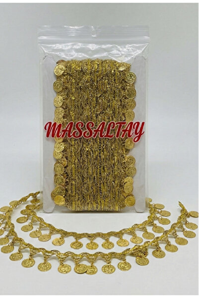 Massaltay Gold Para Pullu Şerit 2 Metre – Dekoratif Süsleme Kurdelesi, Hobi &...