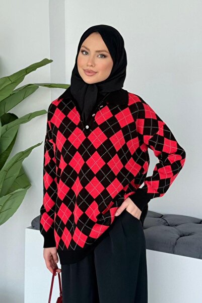 Hazamoda Kokina Baklava Pattern Sweater Black