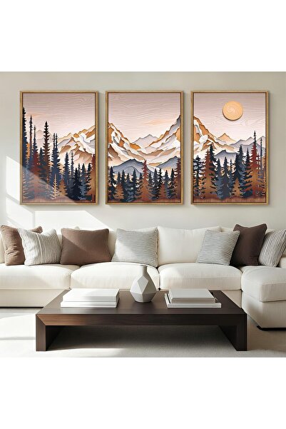 ALAYRA International مجموعة من 3 لوحات فنية تجريدية بسيطة على قماش، مقاس 40 ×...