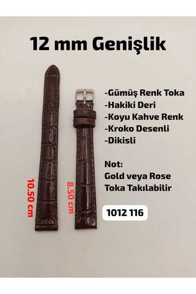 Brality 12 mm Compatible Women's Wristwatch Band-Strap Croco Pattern Model Ge...