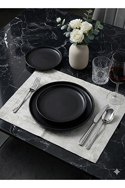 bgom Gümüş Gri Dokulu Amerikan Servis 35x45 cm Modern Masa Sunum Örtüsü (Tekli Satış )