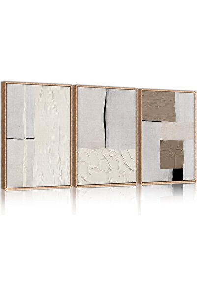 ALAYRA International مجموعة من 3 لوحات فنية تجريدية بسيطة على قماش، مقاس 40 ×...