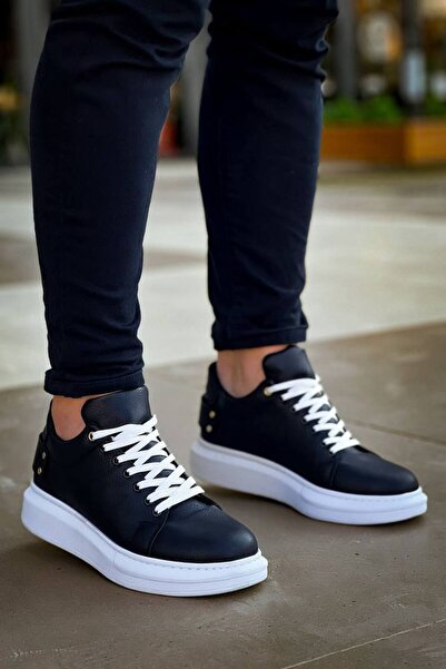 Mhoda Shoes حذاء رياضي رجالي كاجوال برباط من الجلد طراز RLX-047 CBT - أسود