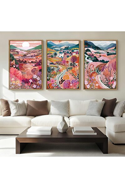 ALAYRA International مجموعة من 3 لوحات فنية تجريدية بسيطة على قماش، مقاس 40 ×...