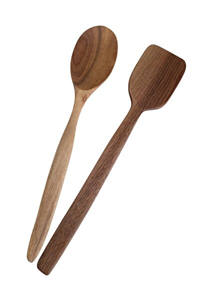 değerli hobi Handmade Wooden Walnut Board Spoon Spatula 30 cm Set of 2
