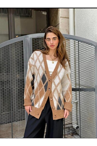 DMBASİC BAKLAVA PATTERN CARDIGAN