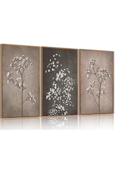 ALAYRA International مجموعة من 3 لوحات فنية تجريدية بسيطة على قماش، مقاس 30×4...