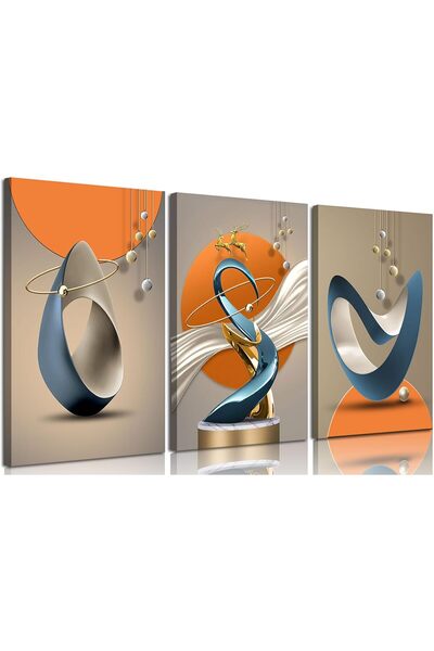 ALAYRA International مجموعة من 3 لوحات فنية تجريدية بسيطة على قماش، مقاس 40 ×...