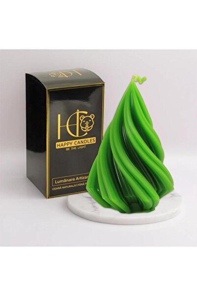 Happy Candles Beeswax candle, Spiral Fir L, Christmas