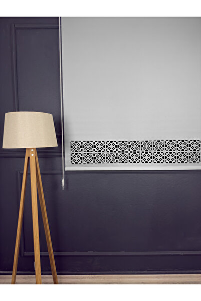 ELSAPERDE Lazer Kesim Gri Stor Perde Güneşlik ( 20Cm Lazer Yükseklik )