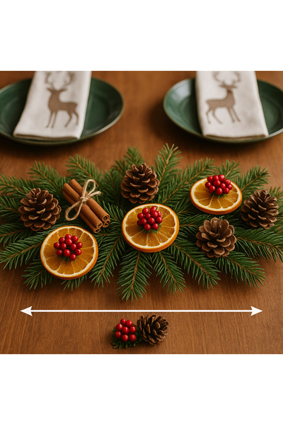 Marrone إكليل عيد الميلاد بطول 30 سم لتزيين الطاولة والموقد والنافذة، فروع ال...