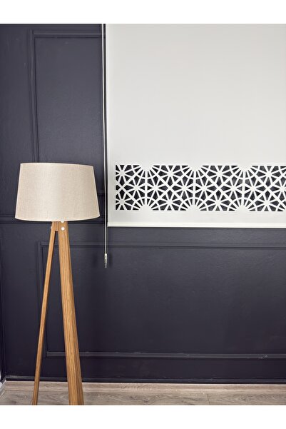 ELSAPERDE Lazer Kesim Beyaz Stor Perde Güneşlik ( 20Cm Lazer Yükseklik )