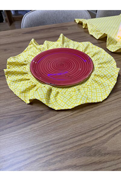 NURGİTA HOME Fırfırlı Duck Keten Vintage Amerikan Servis &Supla 2’li Yuvarlak