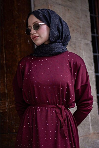 diğerr1 taş detaylı triko elbise