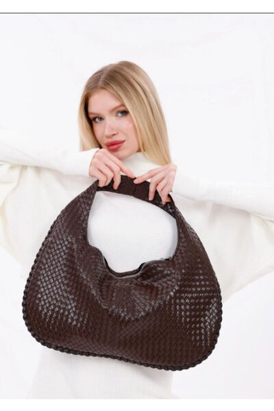 MioArt Leather-Look Knitted Patterned Medium Size Women's Shoulder Bag – Styl...