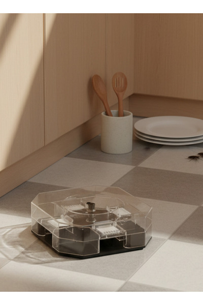 Generic Reusable Four-Sided Cockroach Catcher Box House with 3 Bait Packs, Pl...