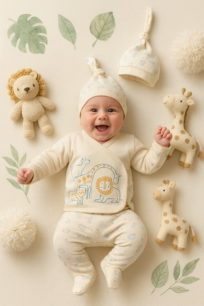 Ozz Baby طقم ملابس للأطفال الذكور من عمر 0-3 أشهر بعد الخروج من المستشفى + طق...