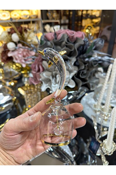 Vakıf home Yunus Balığı Cam Gold Aksesuar Dekoratif Biblo
