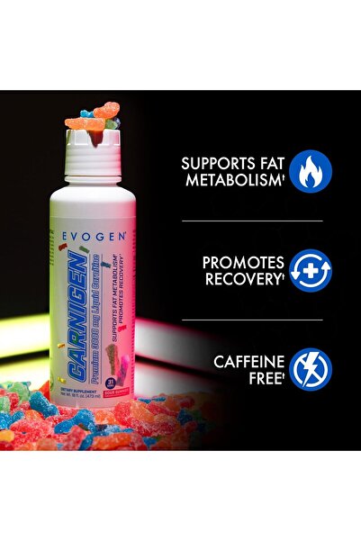 EVOGEN Carnigen Premium L-Carnitine Liquid, L-Carnitine 3000, Acetyl L-Carnitine, Caffeine Free, Sou