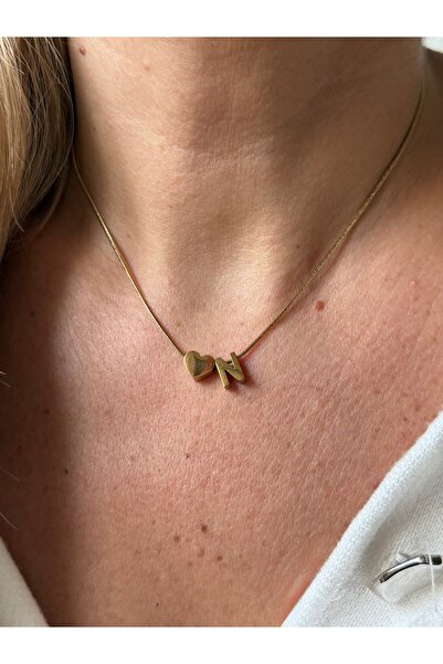 Rossetto Atelier Paslanmaz Çelik Kalpli N Harfli Katre Kolye