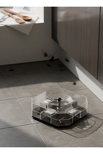 Generic Reusable Four-Sided Cockroach Catcher Box with Bait, Plastic and Meta...