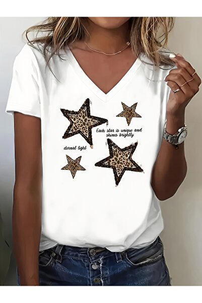 mercoledi Κοντό μανίκι με λαιμόκοψη σε σχήμα V με τύπωμα Κανονικό μπλουζάκι Ά...